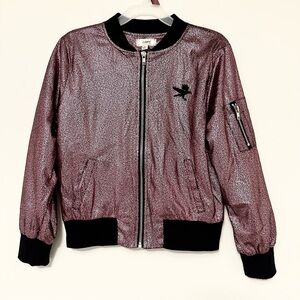 Disney D-Signed Shimmering Pink Metallic Descendants Kids Medium Bomber Jacket